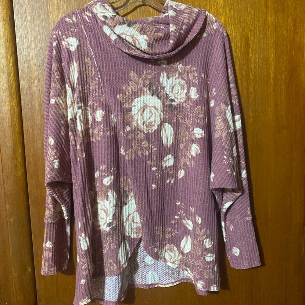 LuLaRoe Mauve Floral Cowlneck Sweater
